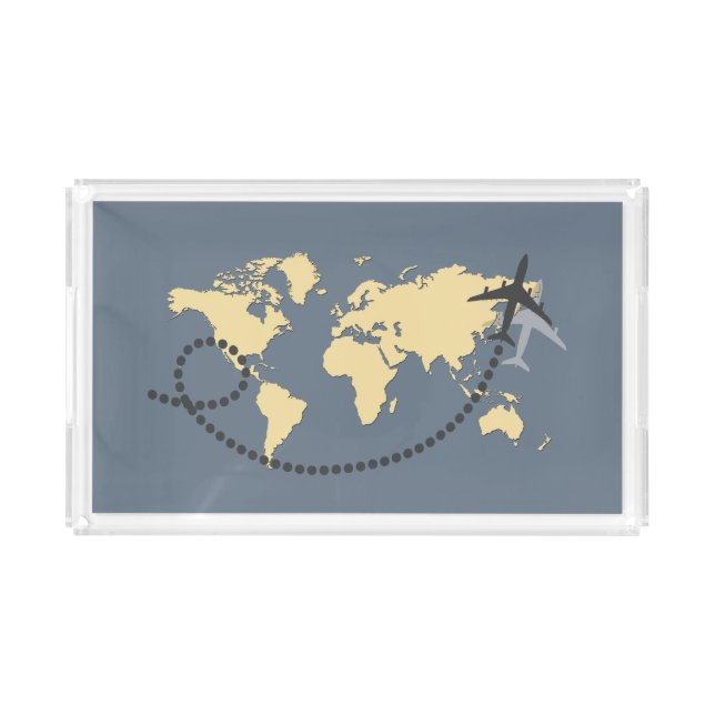 Let's travel the world illustration acrylic tray (Front)