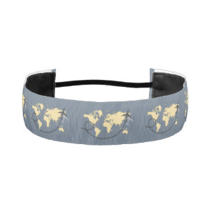 Let's travel the world illustration athletic headband