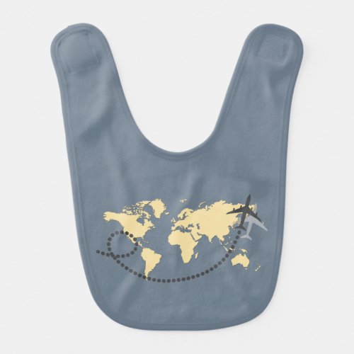 Lets travel the world illustration baby bib