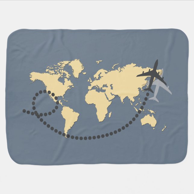 Let's travel the world illustration baby blanket (Horizontal)