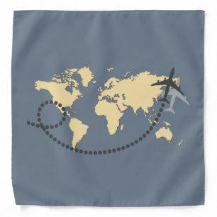 Let's travel the world illustration bandana