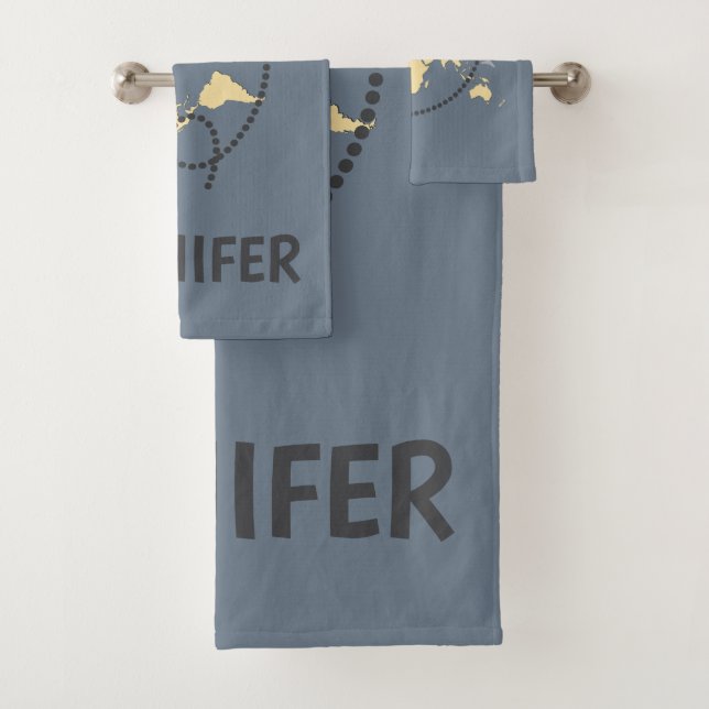 Let's travel the world illustration bath towel set (Insitu)