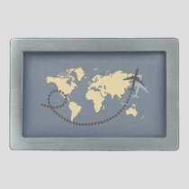 Let's travel the world illustration belt buckle