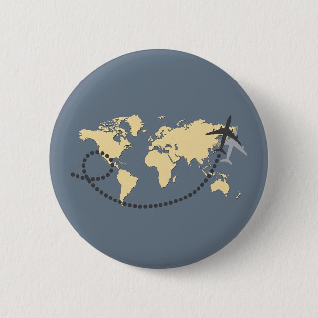 Let's travel the world illustration button (Front)
