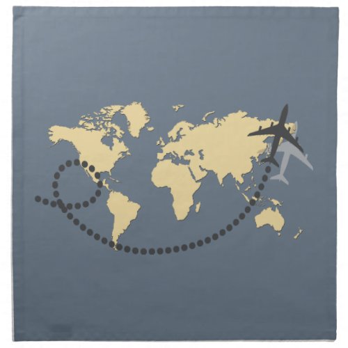 Lets travel the world illustration cloth napkin