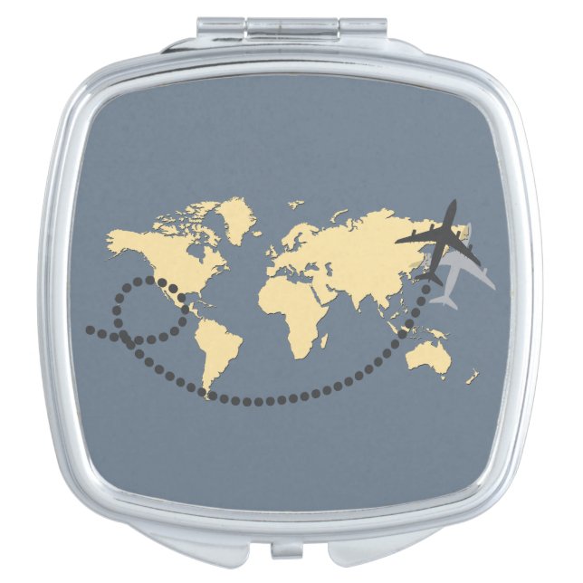 Let's travel the world illustration compact mirror (Front)