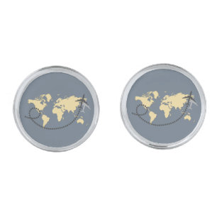Let's travel the world illustration cufflinks