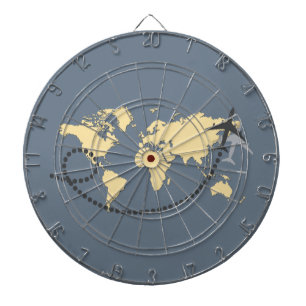 Let's travel the world illustration dart board
