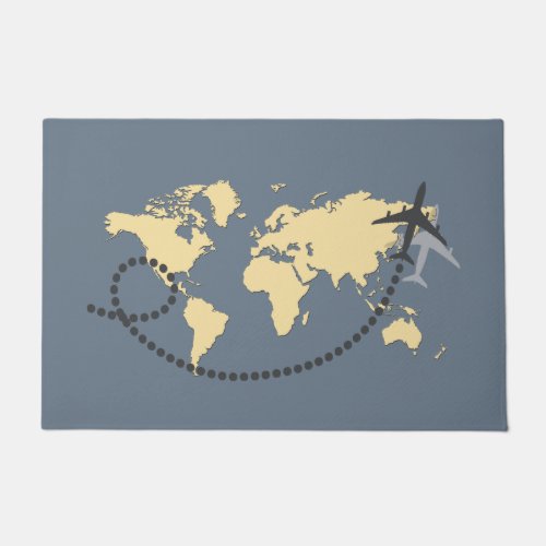 Lets travel the world illustration doormat