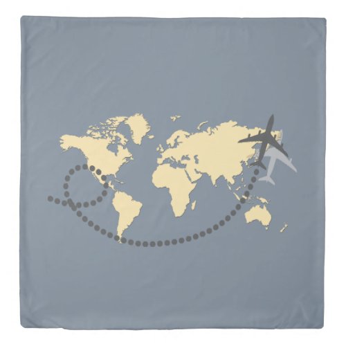 Lets travel the world illustration duvet cover