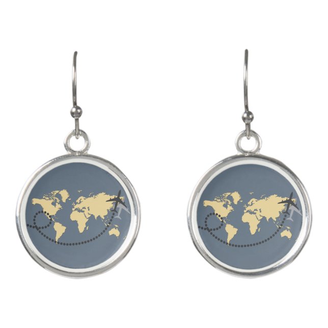 Let's travel the world illustration earrings (Front)
