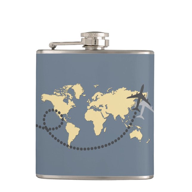 Let's travel the world illustration flask (Front)
