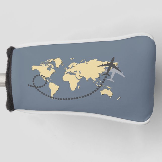 Let's travel the world illustration golf head cover (Front)