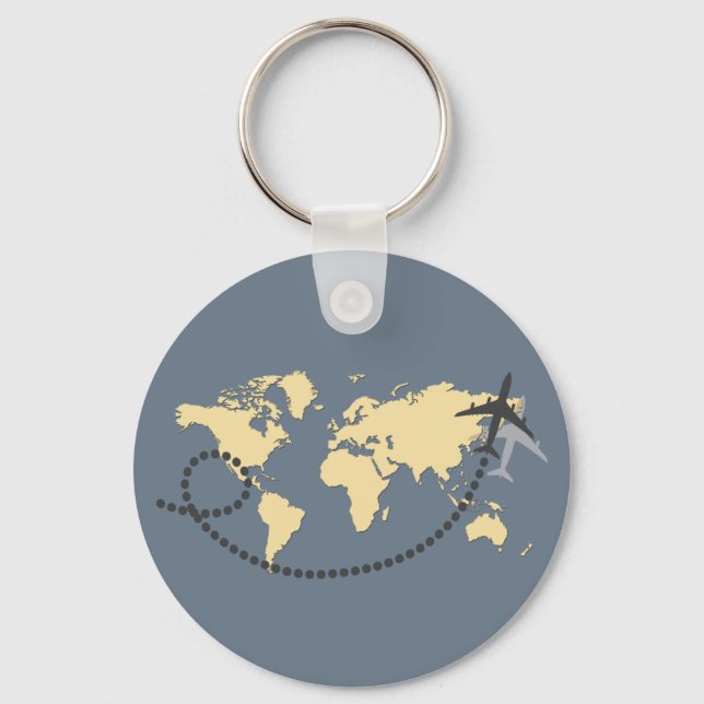 Let's travel the world illustration keychain (Front)