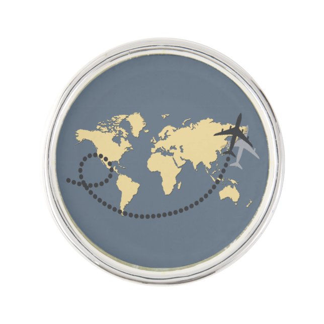 Let's travel the world illustration lapel pin (Front)