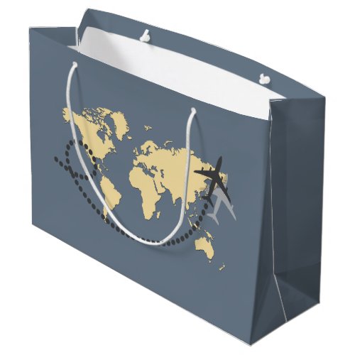 Lets travel the world illustration large gift bag