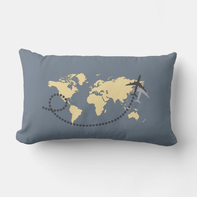 Let's travel the world illustration lumbar pillow (Front)