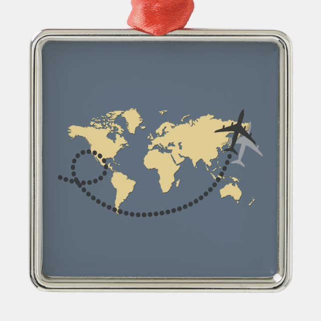 Let's travel the world illustration metal ornament (Front)