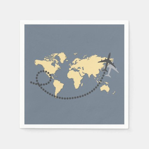 Lets travel the world illustration napkins