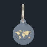 Let's travel the world illustration pet ID tag<br><div class="desc">Let's travel illustration with world map and airplane decoration on blue background for everybody who likes traveling.</div>