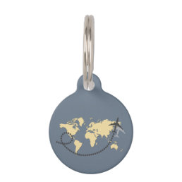 Let&#39;s travel the world illustration pet ID tag