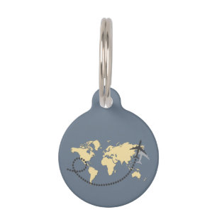 Let's travel the world illustration pet ID tag