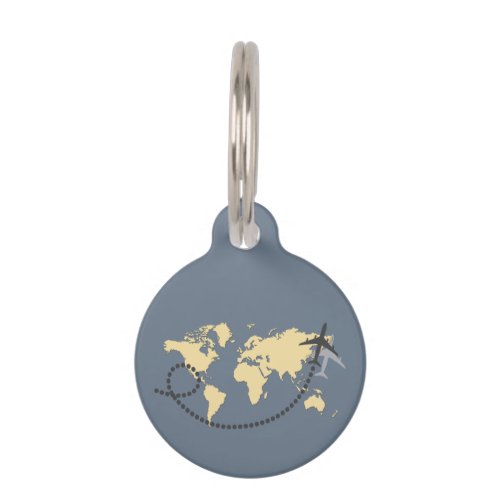 Lets travel the world illustration pet ID tag