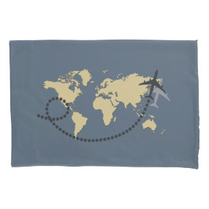 Let's travel the world illustration pillow case