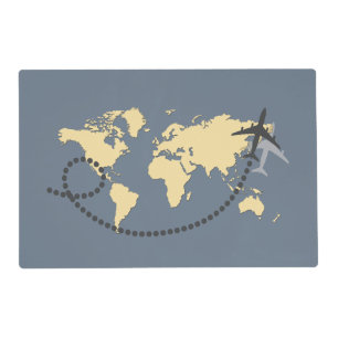 Let's travel the world illustration placemat