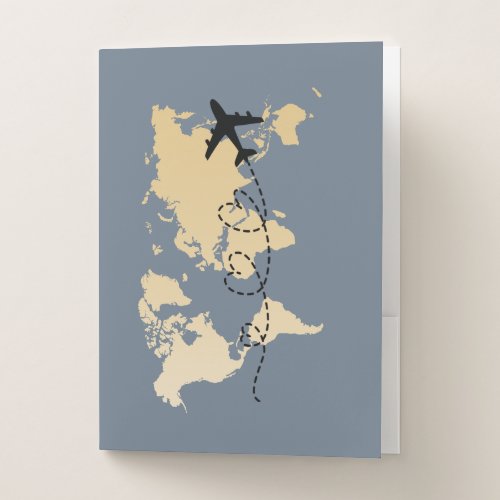 Lets travel the world illustration pocket folder