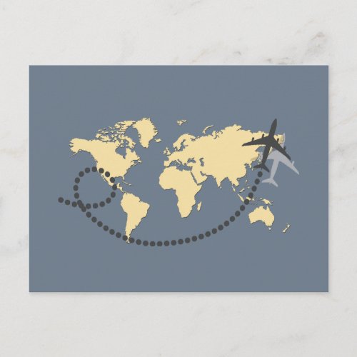 Lets travel the world illustration postcard
