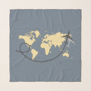 Let's travel the world illustration scarf
