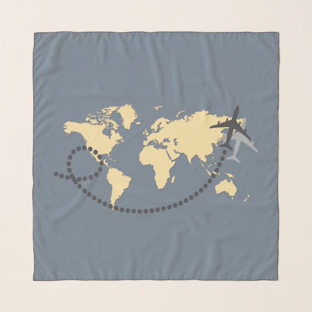 Let's travel the world illustration scarf (Front)