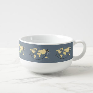 Let's travel the world illustration soup mug
