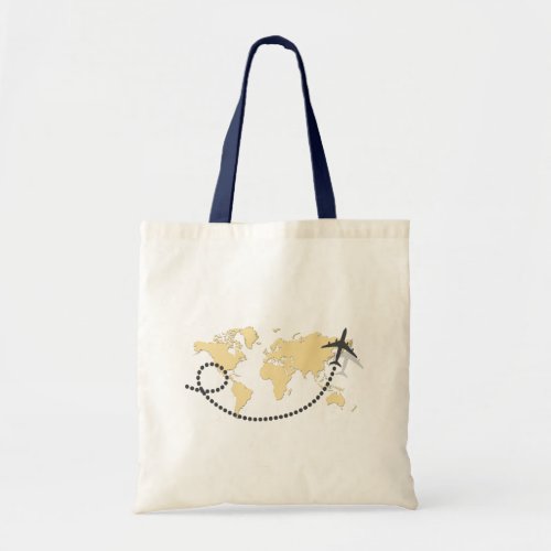 Lets travel the world illustration tote bag