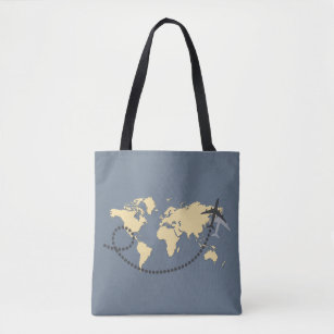 Let's travel the world illustration tote bag