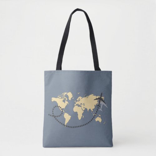 Lets travel the world illustration tote bag