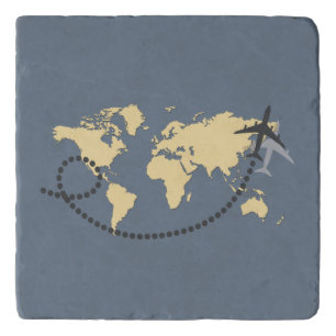 Let's travel the world illustration trivet