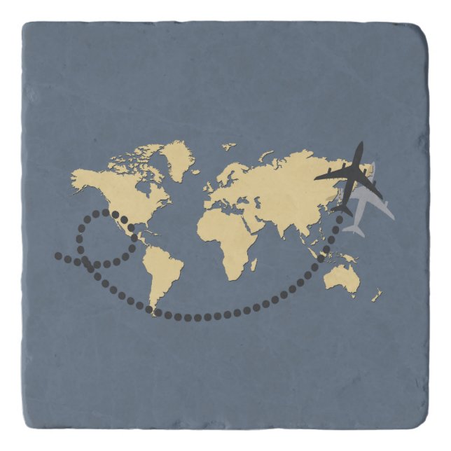 Let's travel the world illustration trivet (Front)