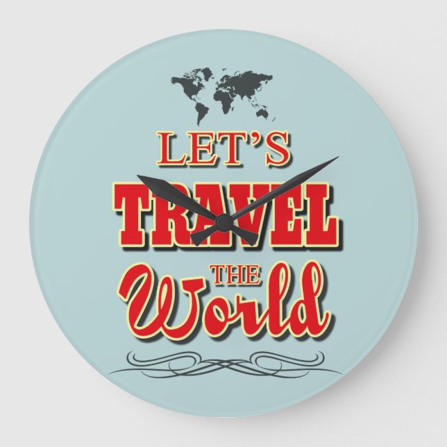 Let's travel the world large clock (Front)