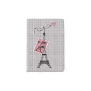 Let's Travel to Paris Eiffel Tower, Stamp, & Heart Passport Holder