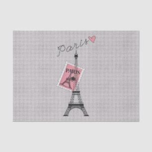 Let's Travel to Paris Eiffel Tower, Stamp, & Heart Tissue Paper