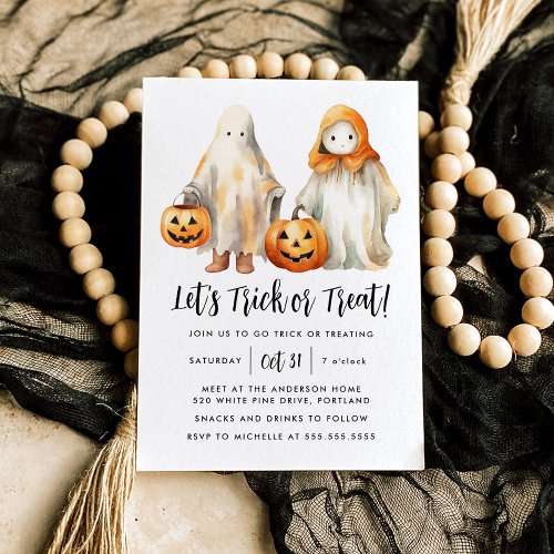 Lets Trick or Treat Kids Halloween Party Invitation