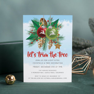 Let's Trim The Tree   Christmas Party Invitation
