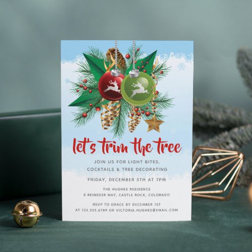 Lets Trim The Tree  Christmas Party Invitation