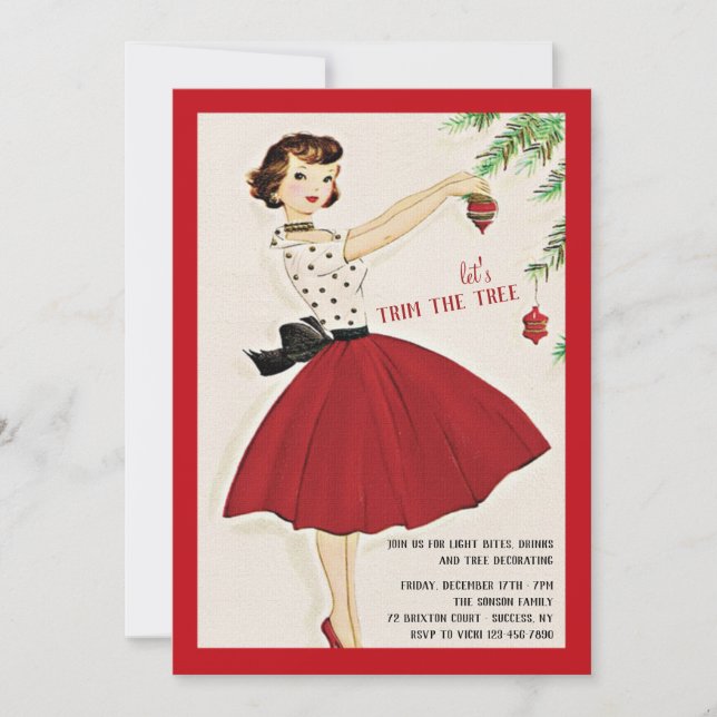 Let's Trim The Tree Holiday Party Invitation (Front)