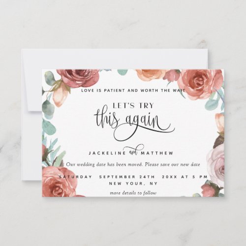 Lets Try This Again Blush Peach Floral Save The Date