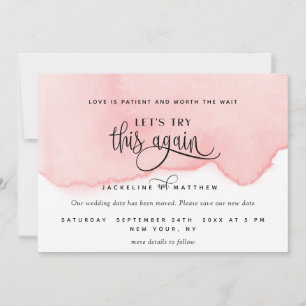 Let's Try This Again, Blush Pink Watercolor Save The Date