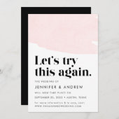 Let's Try This Again Blush Wedding Postponement Announcement (Front/Back)