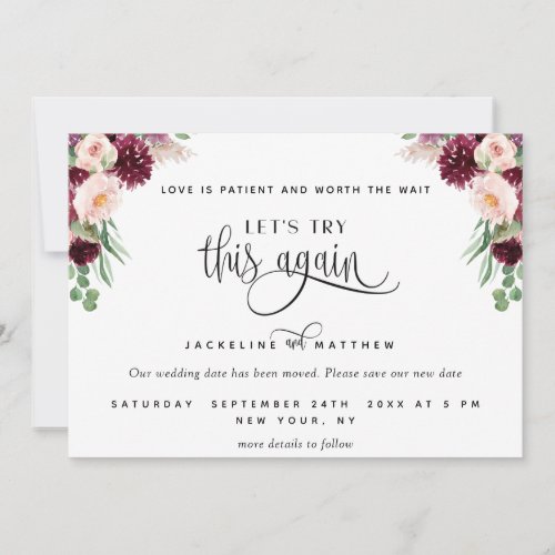 Lets Try This Again Burgundy Berry and Blush Save The Date